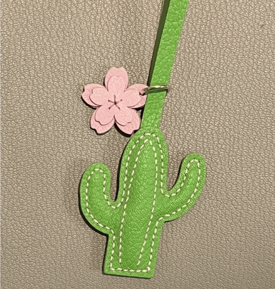 Leather Bag Charm - Desert Cactus - Inspired by Nature