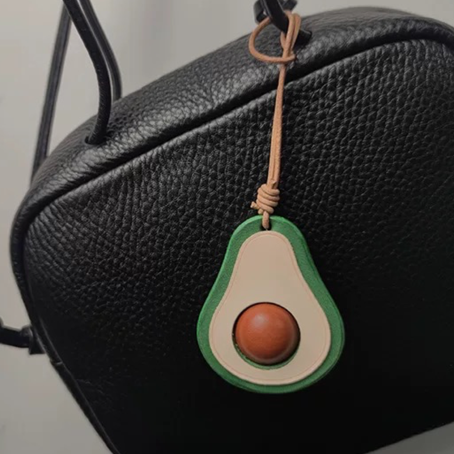 Leather Bag Charm - Handmade Avocado keychain - Nature Inspiration