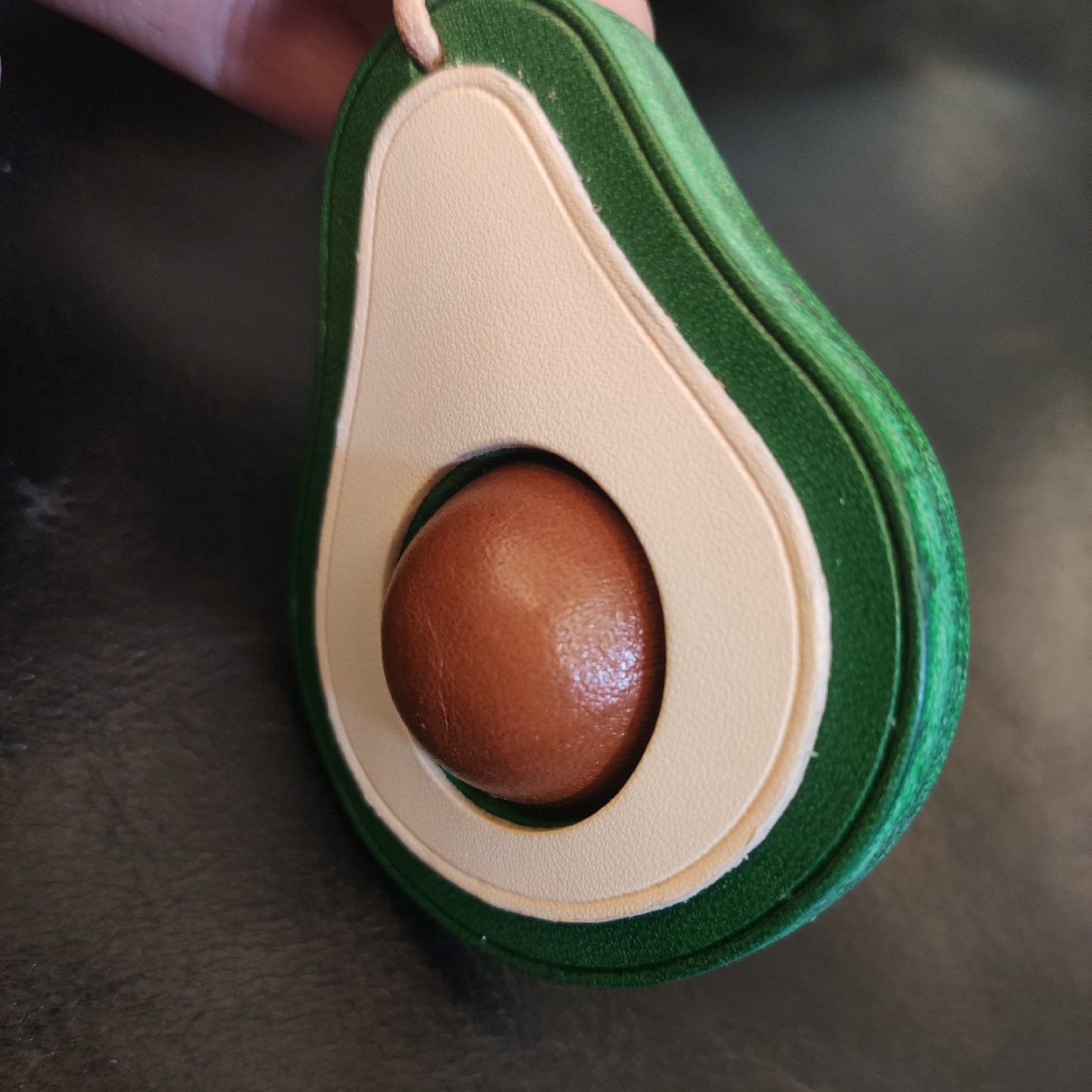 Leather Bag Charm - Handmade Avocado keychain - Nature Inspiration