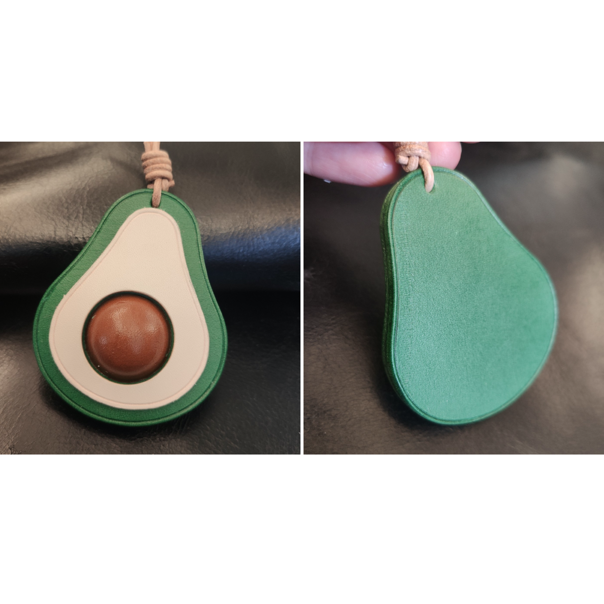 Leather Bag Charm - Handmade Avocado keychain - Nature Inspiration