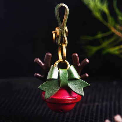 Christmas Jingle Bell-Leather Christmas Bell Bag Charm-Reindeer Bell