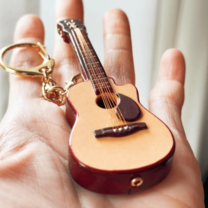 Leather Keychain - Guitar Bag Charm, Musical Instrument Pendant