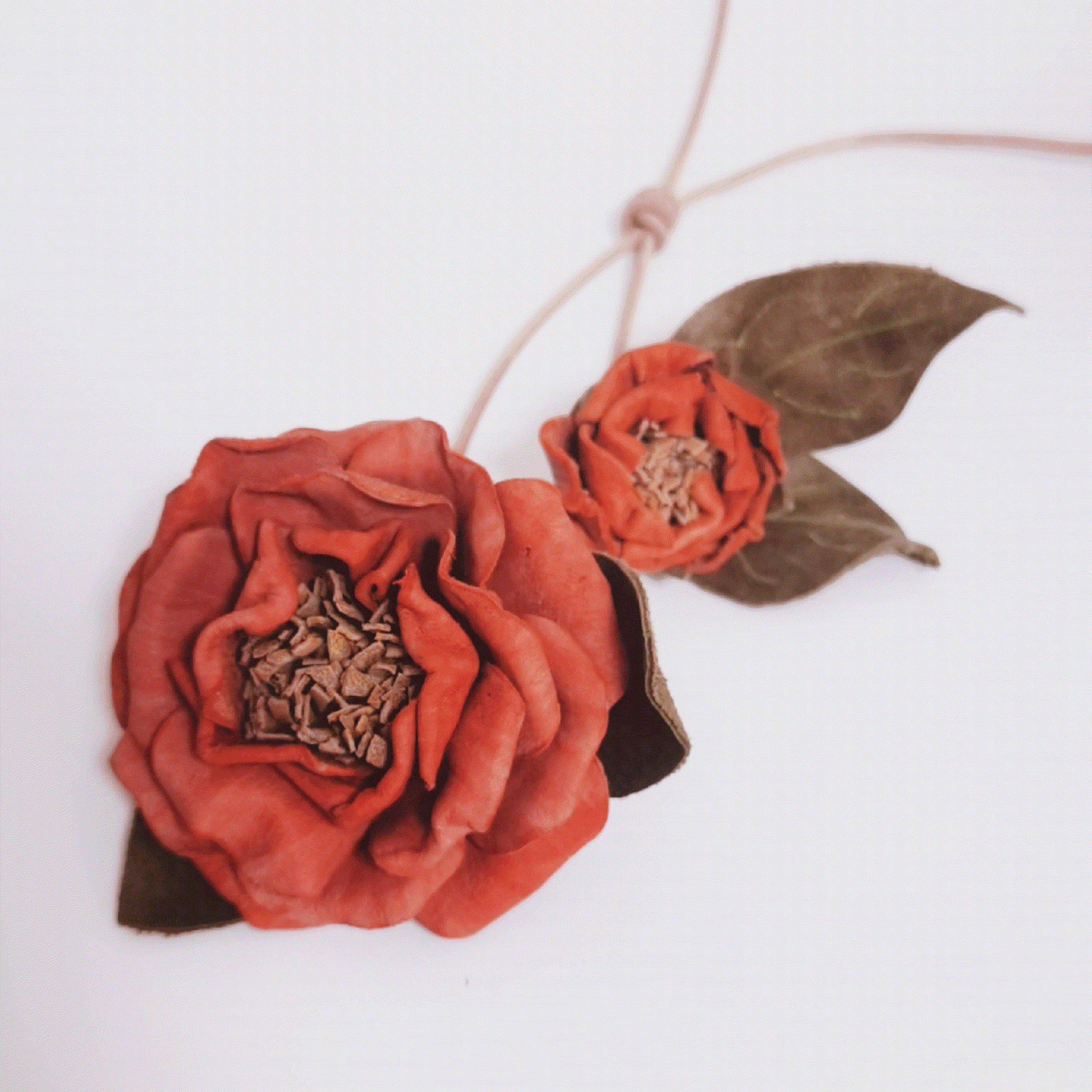 Leather Bag Charm - Flower Charm,Flower Keychain,Peony Bloom Keychain