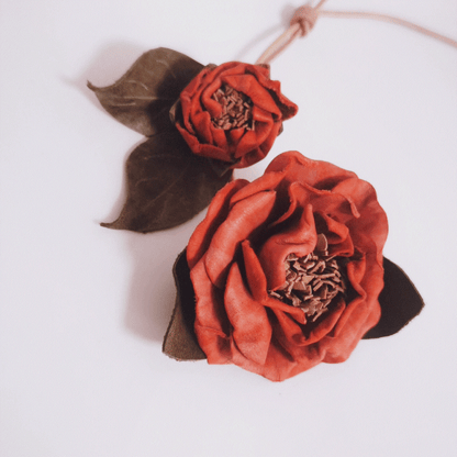 Leather Bag Charm - Flower Charm,Flower Keychain,Peony Bloom Keychain