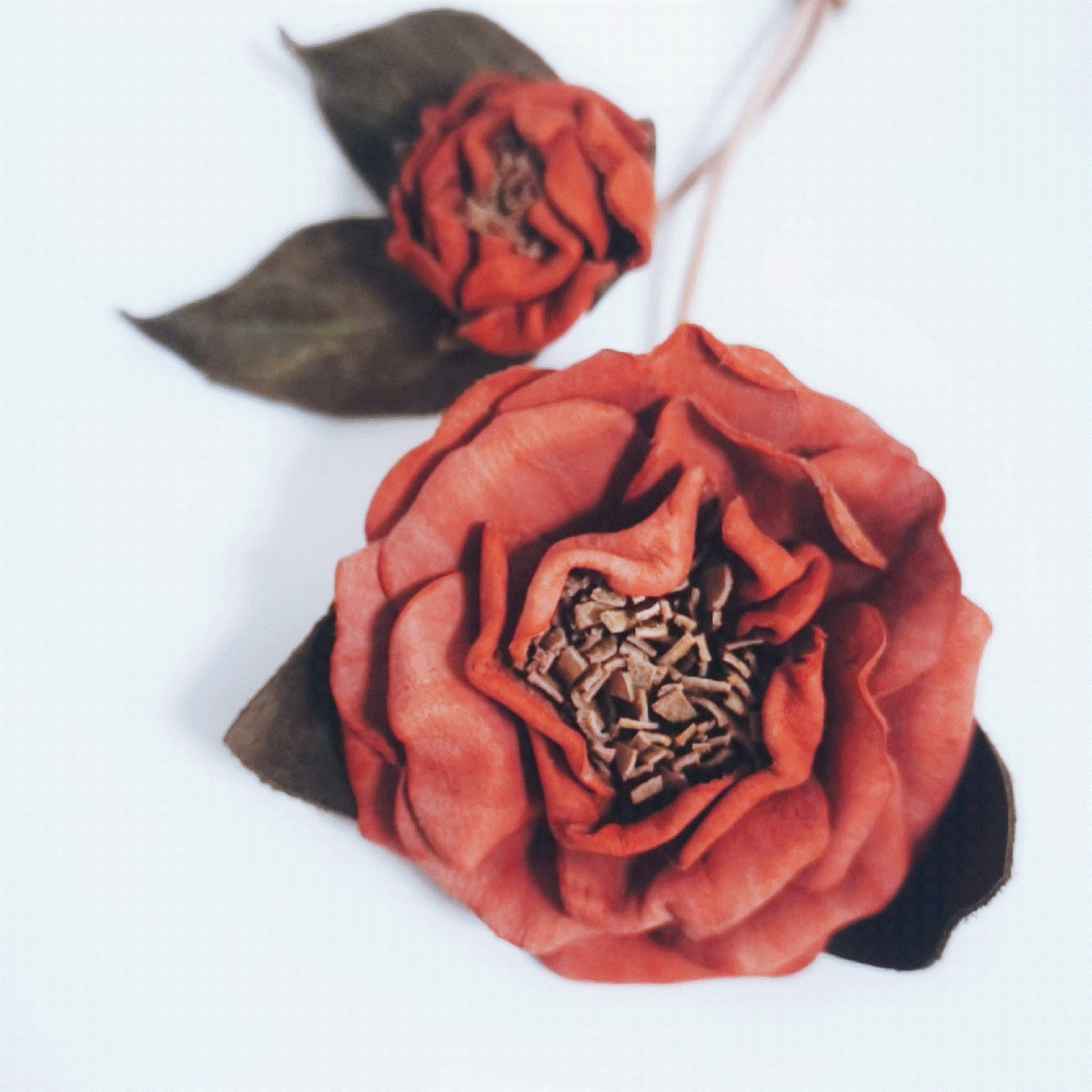 Leather Bag Charm - Flower Charm,Flower Keychain,Peony Bloom Keychain