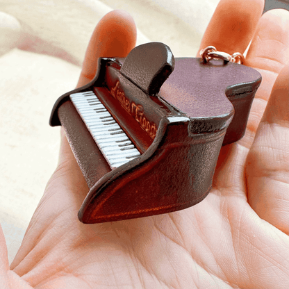 Leather Keychain - Leather Piano Bag Charm, Musical Instrument Pendant