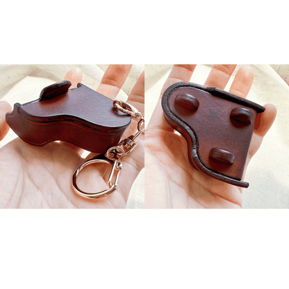 Leather Keychain - Leather Piano Bag Charm, Musical Instrument Pendant