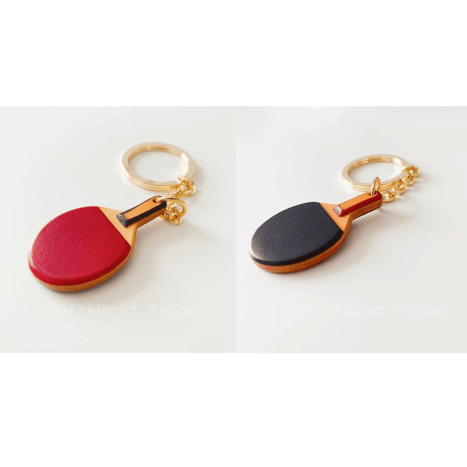 Leather Bag Charm - Pingpong Paddle Keychain - Table Tennis Racket