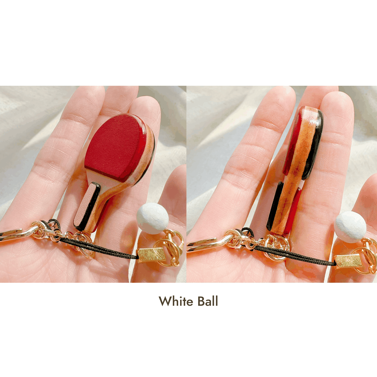 Leather Bag Charm - Pingpong Paddle Keychain - Table Tennis Racket