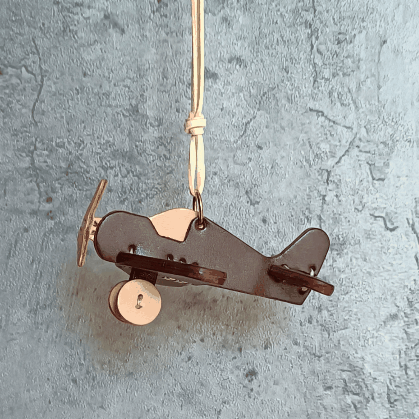 Leather Bag Charm - Airplane Propeller Plane Keychain, Vehicle Charm