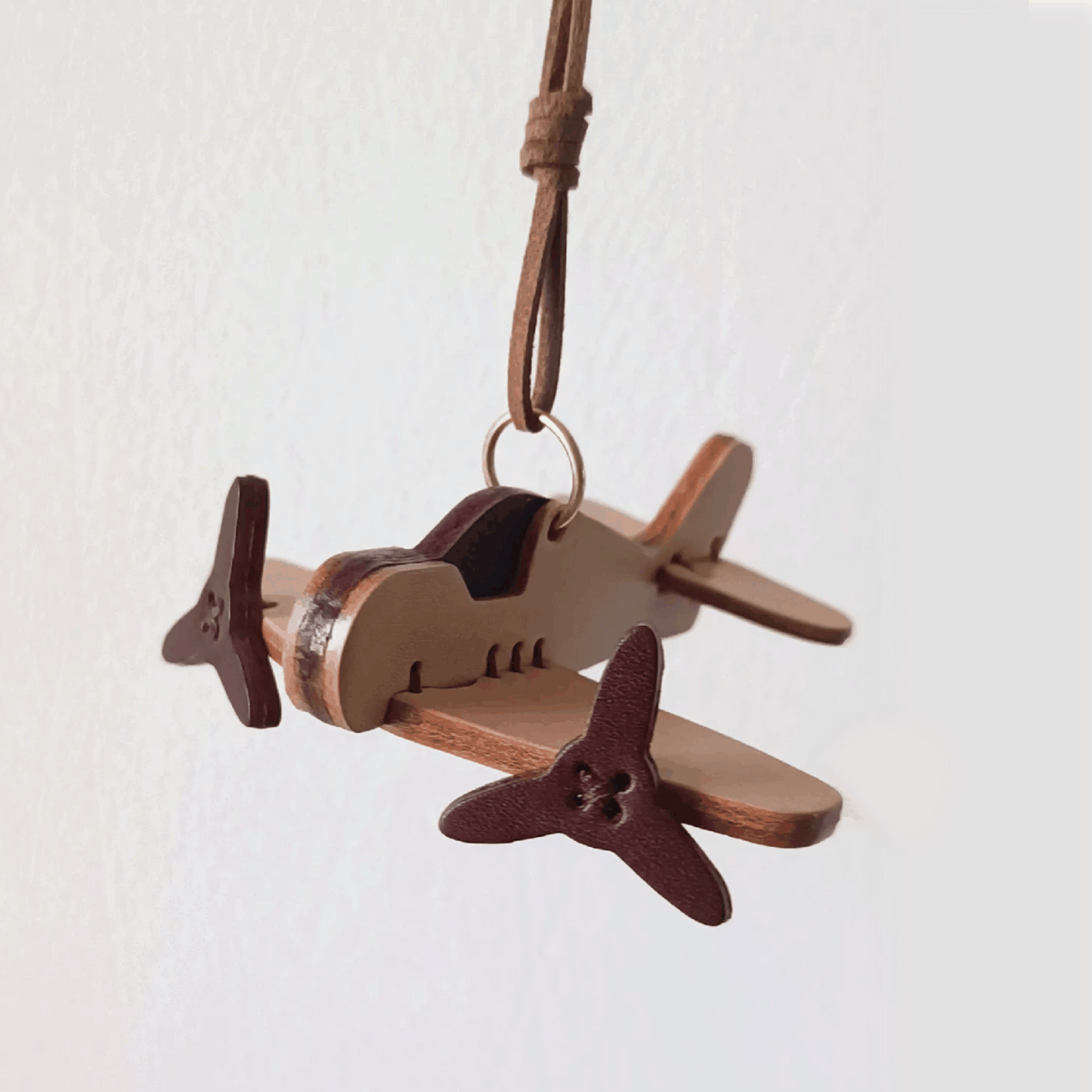 Leather Bag Charm - Airplane Propeller Plane Keychain, Vehicle Charm