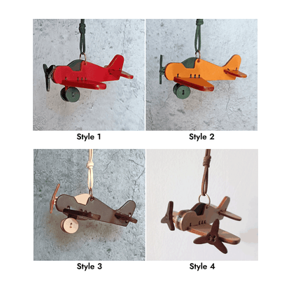 Leather Bag Charm - Airplane Propeller Plane Keychain, Vehicle Charm