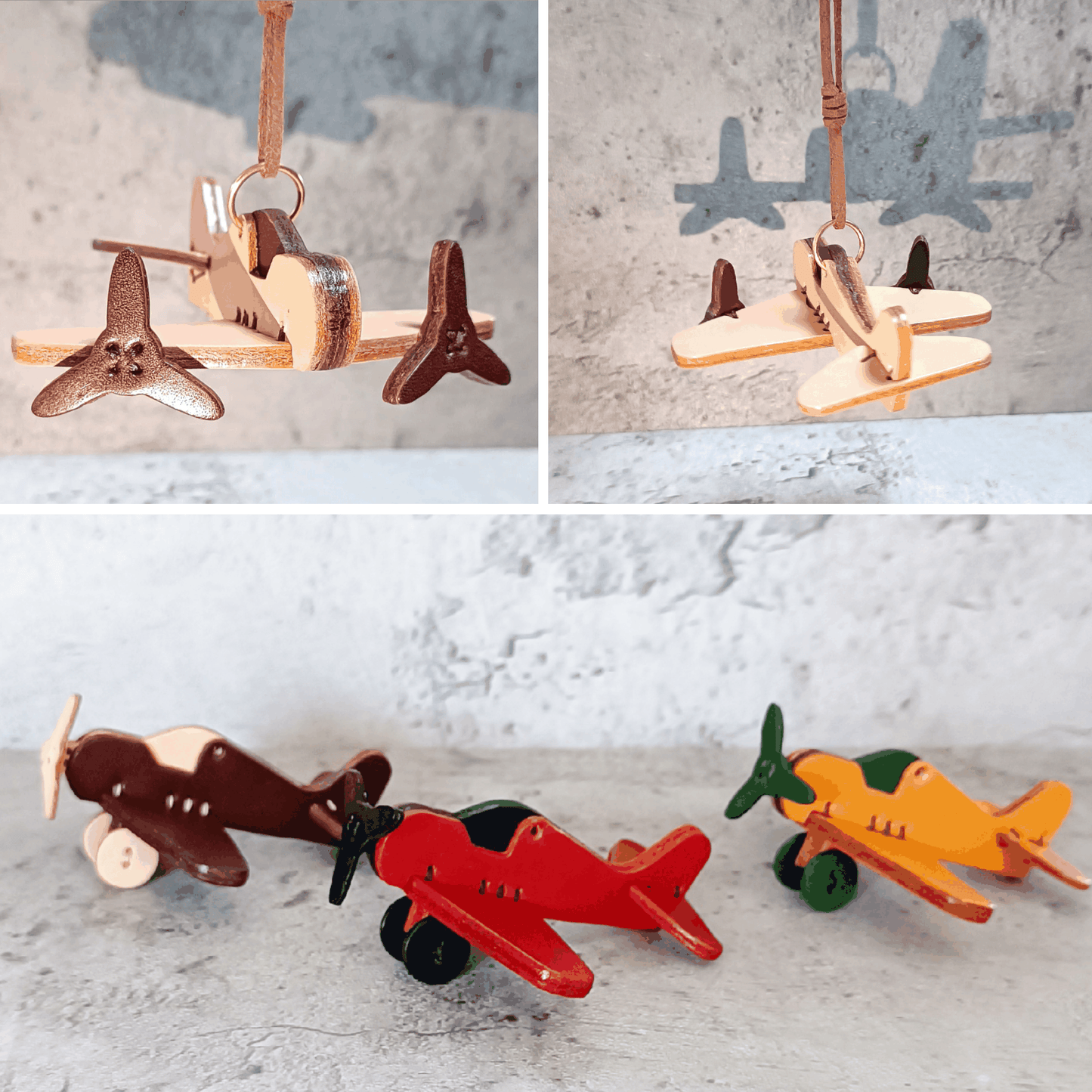 Leather Bag Charm - Airplane Propeller Plane Keychain, Vehicle Charm