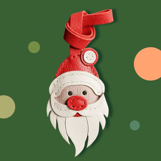 Leather Bag Charm - Santa Claus Keychain Christmas Ornament Decoration