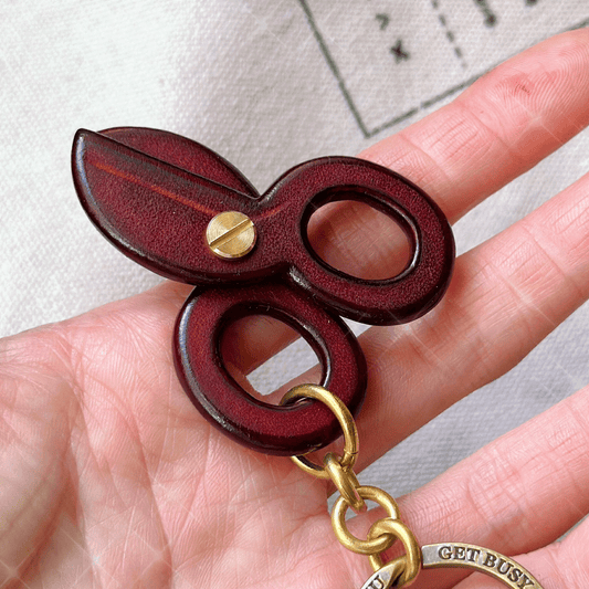 Leather Keychain - Scissors Bag Charm, 3D Keychain, Scissors Pendant