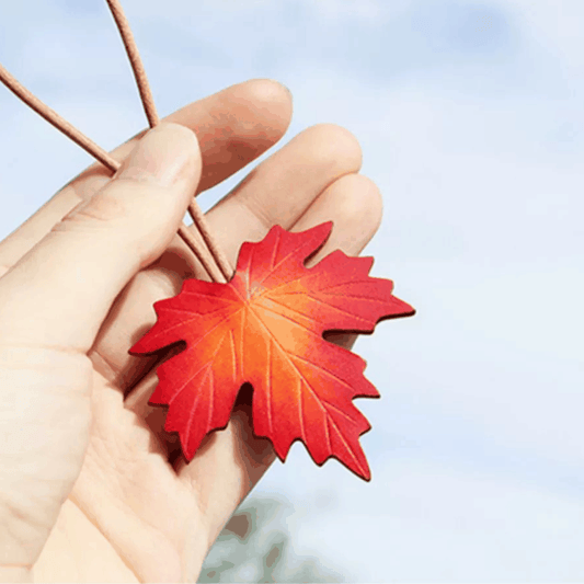 Leather Bag Charm - Maple Tree Leaves, Fall Maple Leaf, Leaf Keychain