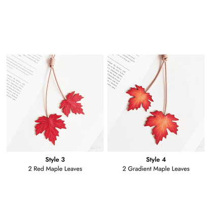 Leather Bag Charm - Maple Tree Leaves, Fall Maple Leaf, Leaf Keychain