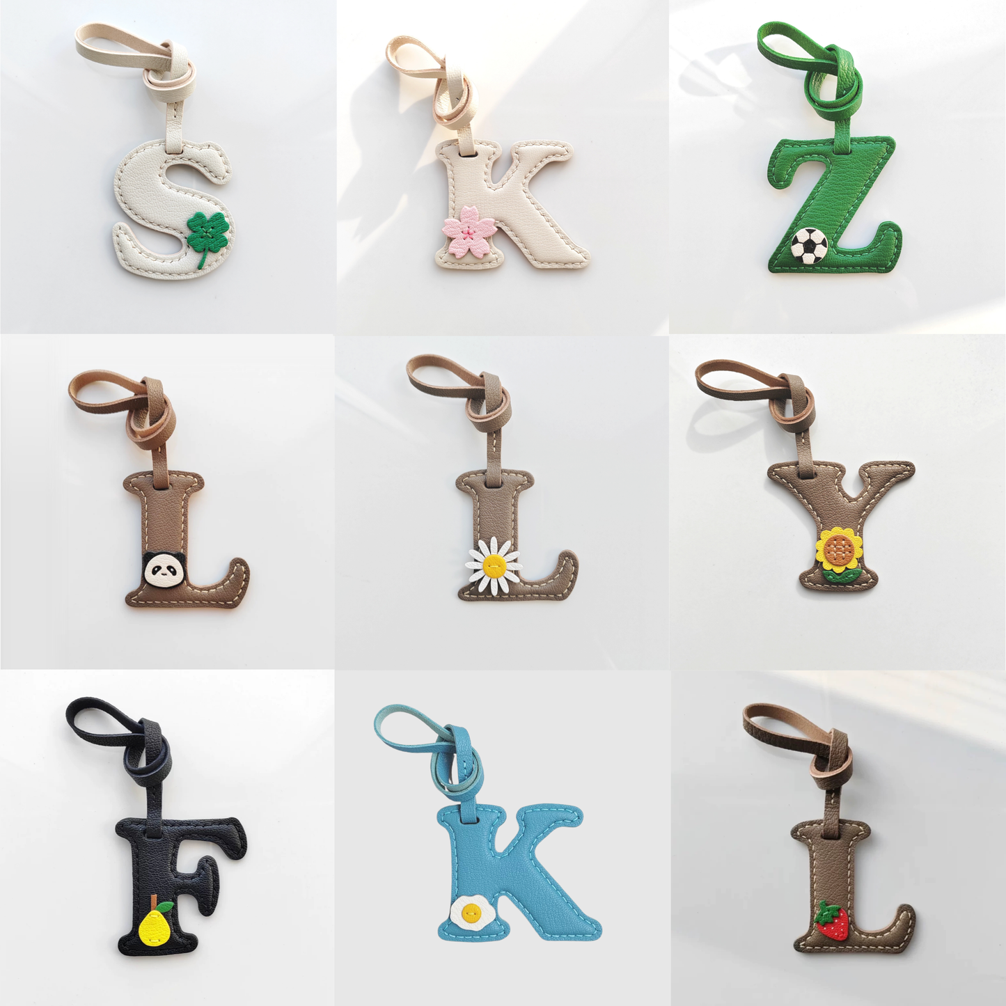 Leather Bag Charm - Customized Alphabet Letters Charm / Initials Charm