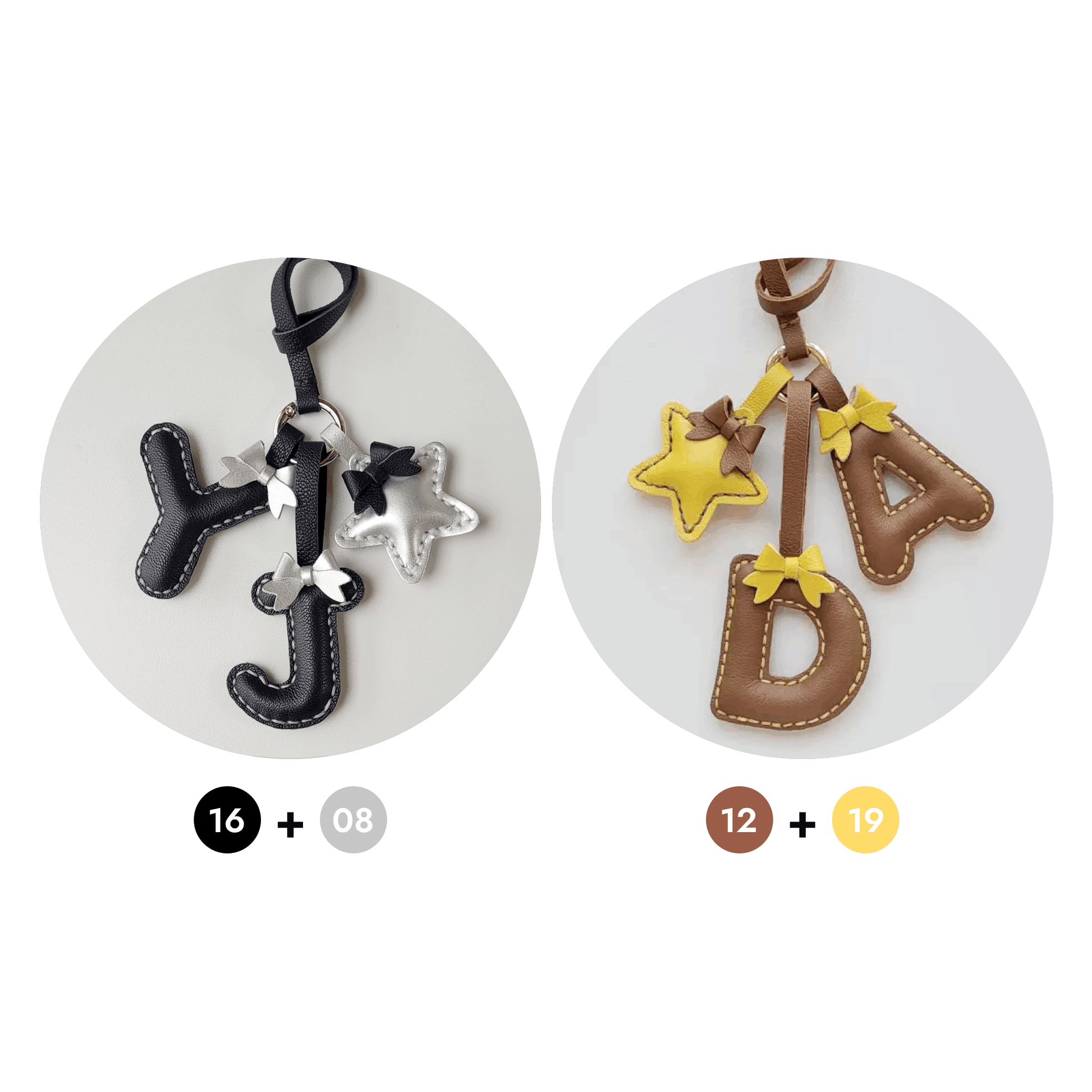 Customized Letter Bag Charm - Handmade Leather Initials Keychain | WittyWilding