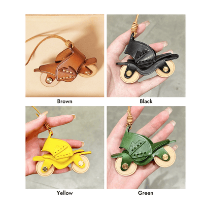 Leather Bag Charm - Motorcycle Charm, Motor Bicycle Motorbike Keychain