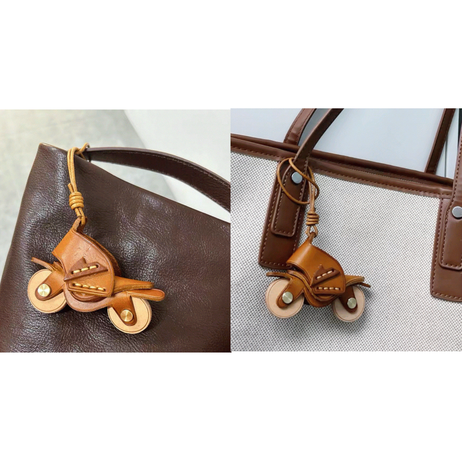 Leather Bag Charm - Motorcycle Charm, Motor Bicycle Motorbike Keychain