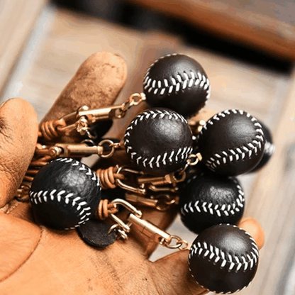 Leather Bag Charm - Leather Baseball Keychain, Sport Pendant