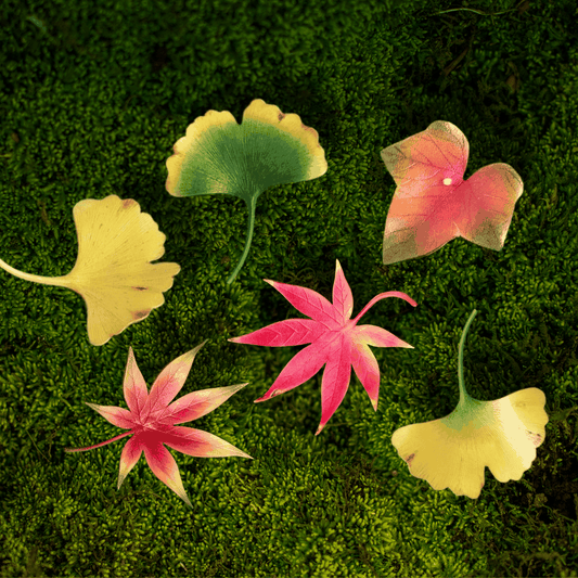 Handmade Brooch - Leaf Brooch Set, Ginkgo, Maple, Ivy Leaves