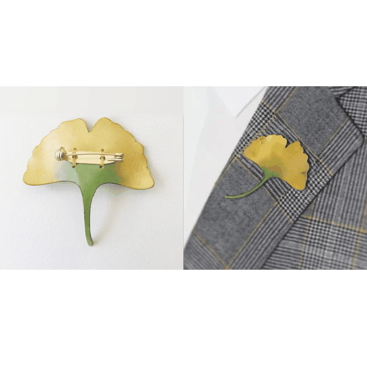 Handmade Brooch - Leaf Brooch Set, Ginkgo, Maple, Ivy Leaves