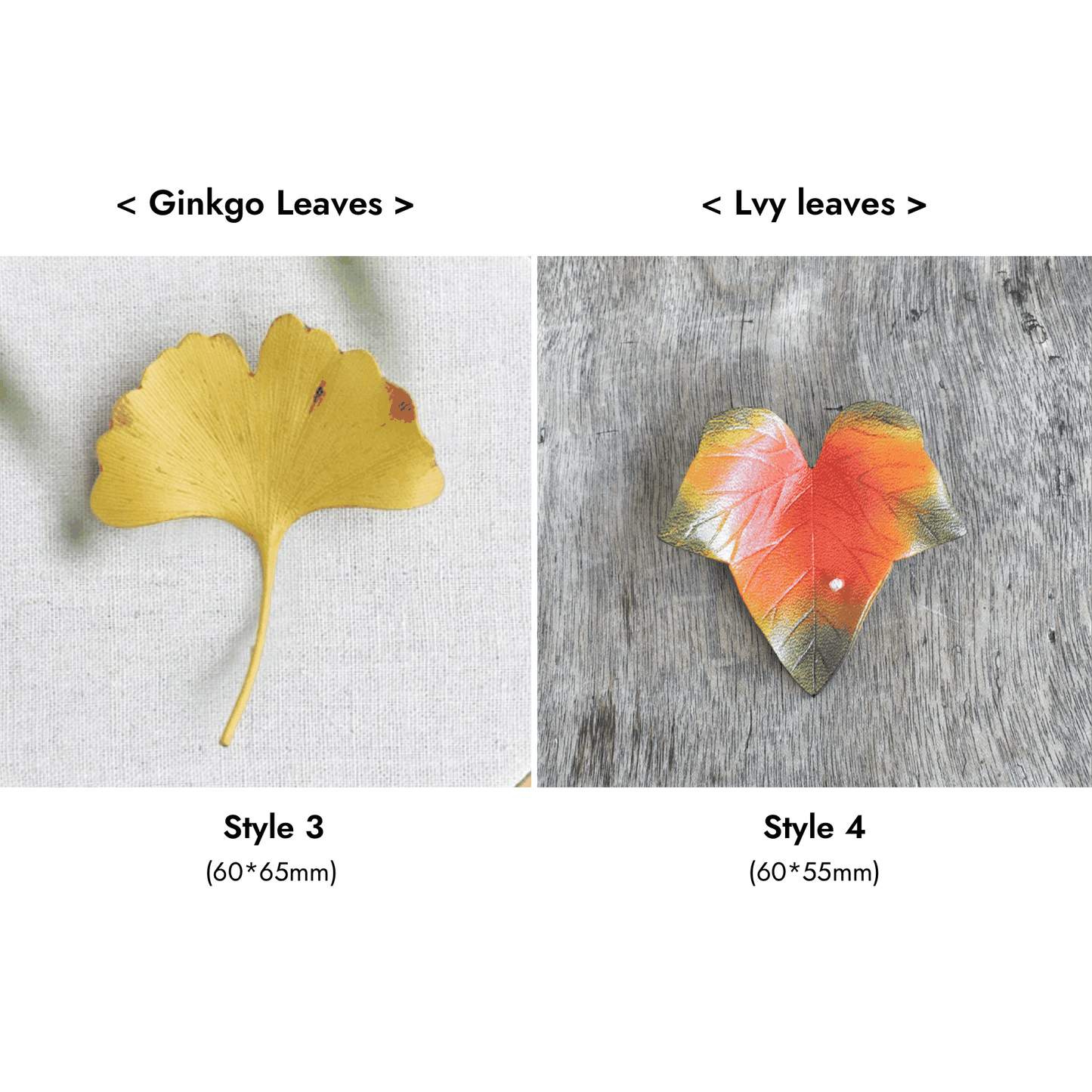 Handmade Brooch - Leaf Brooch Set, Ginkgo, Maple, Ivy Leaves