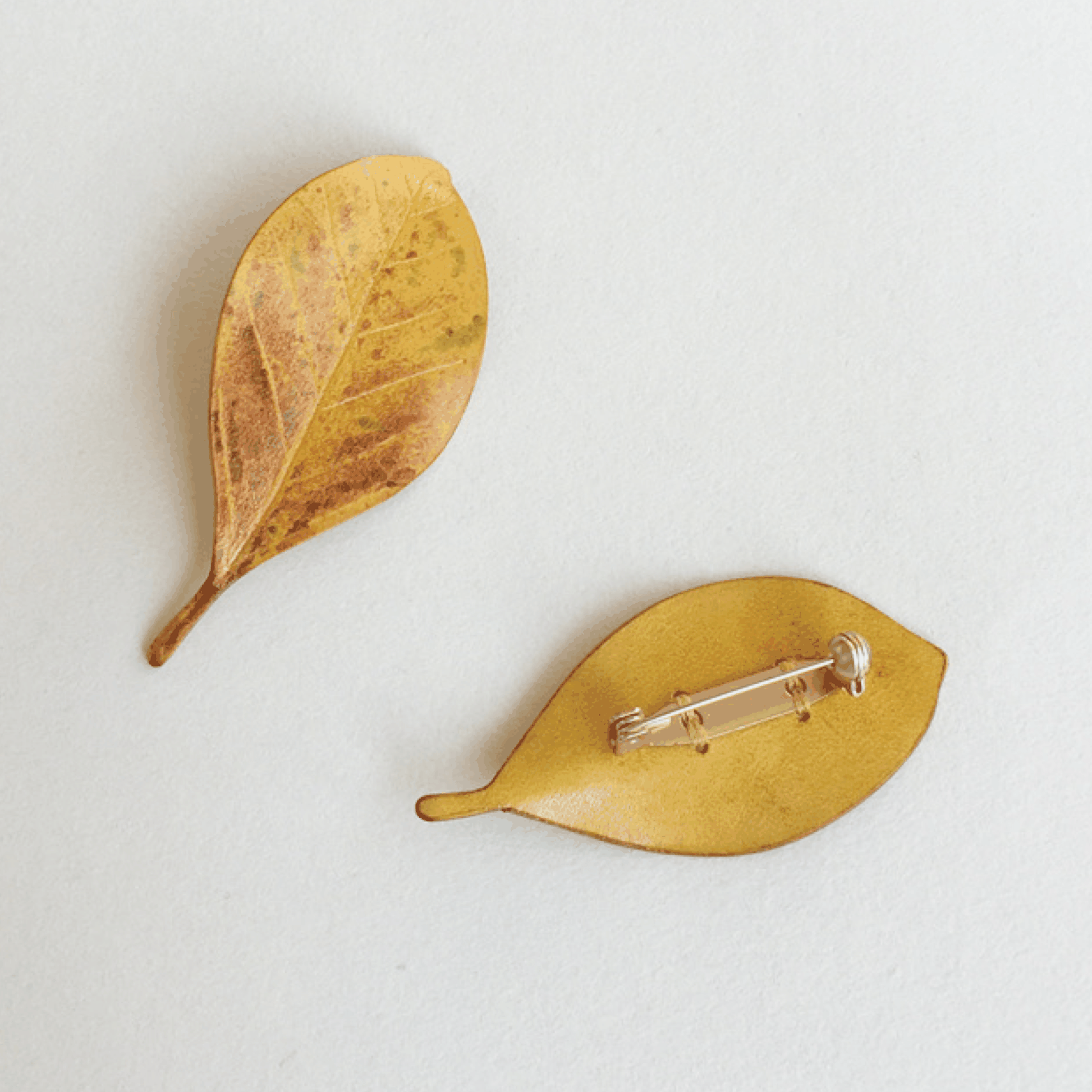 Handmade Brooch - Leaf Brooch, Leather Falling Leaves Brooch Set