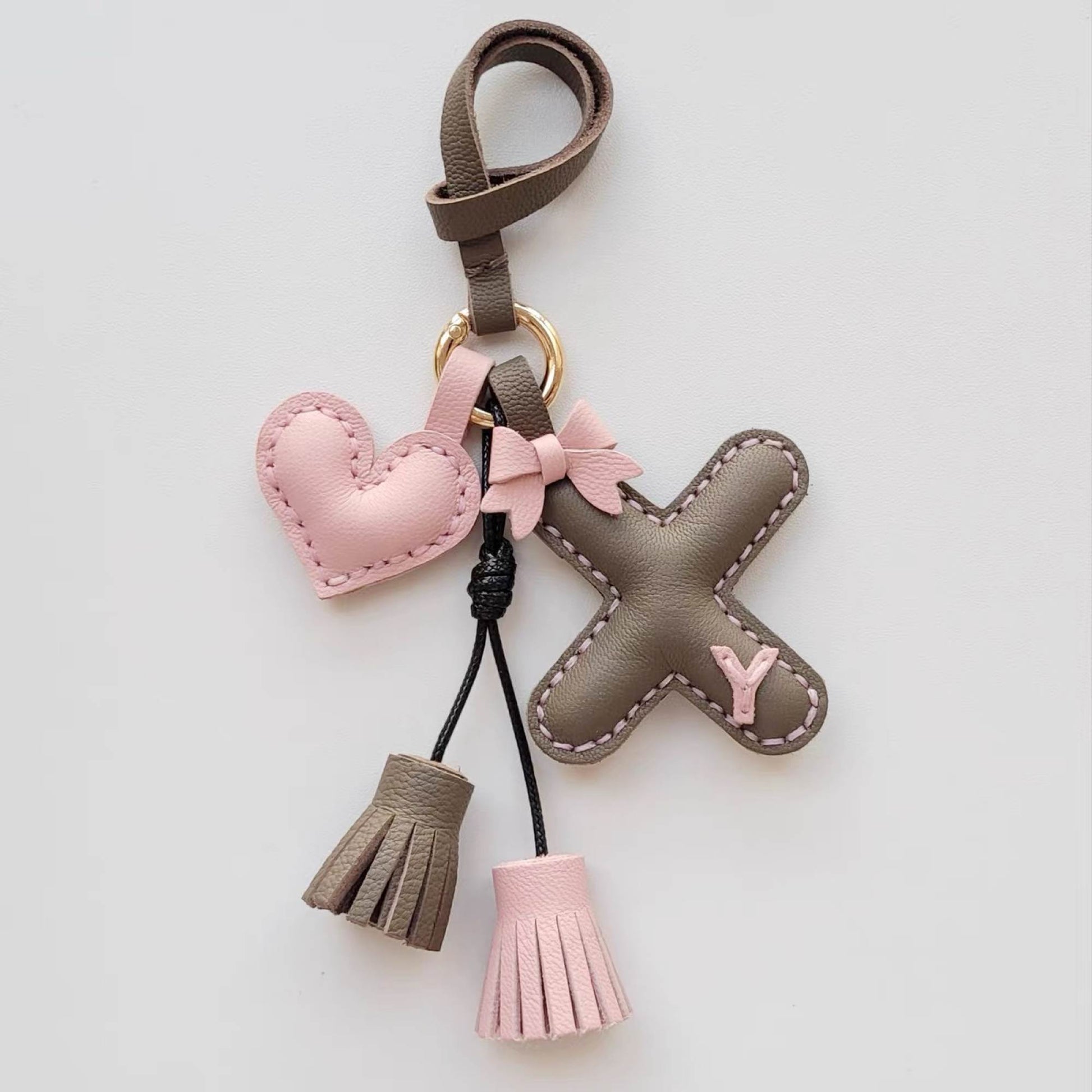 Custom Letter Bag Charm - Handmade Leather Initial keychain | WittyWilding