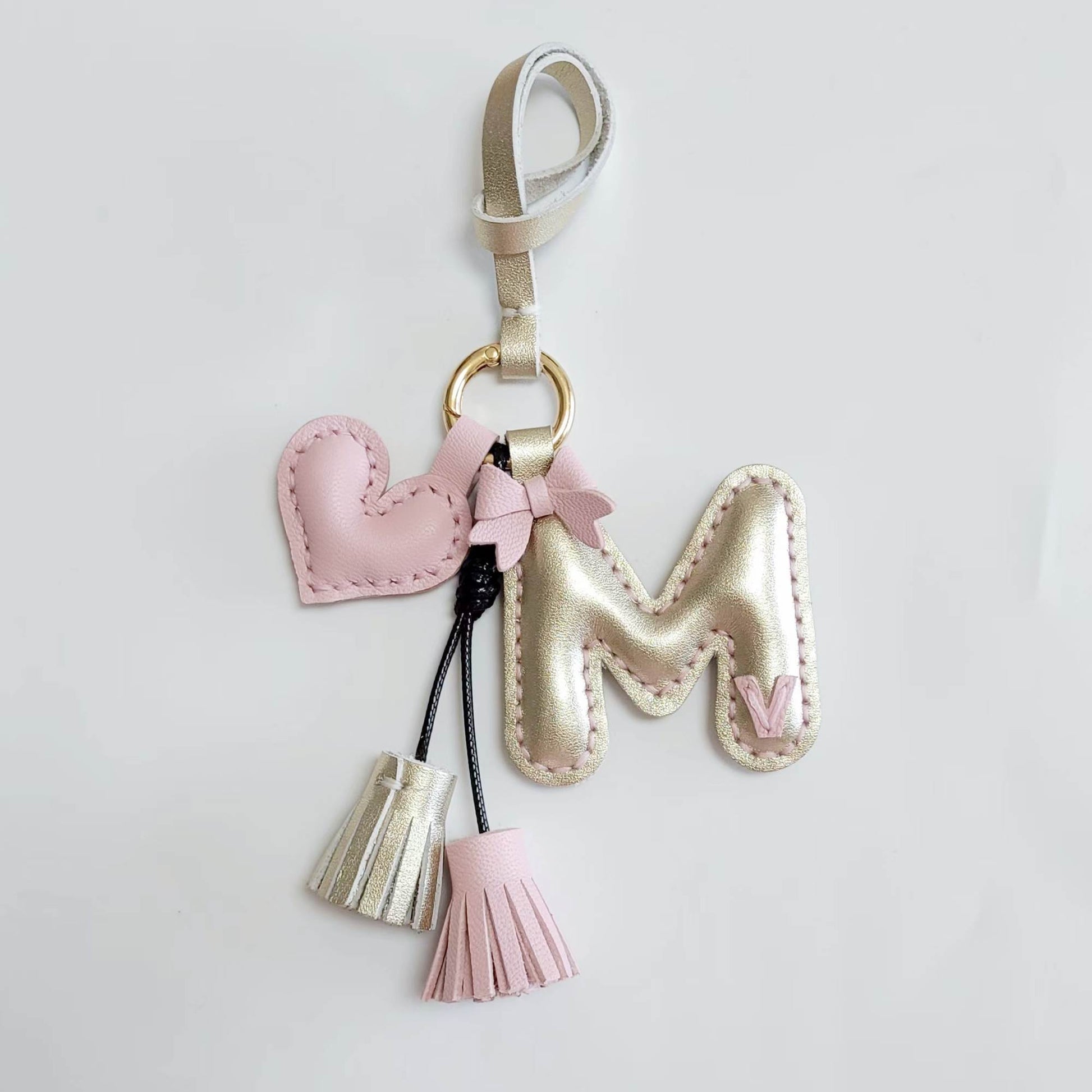 Custom Letter Bag Charm - Handmade Leather Initial keychain | WittyWilding