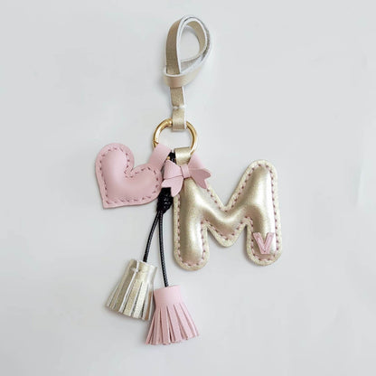 Custom Letter Bag Charm - Handmade Leather Initial keychain | WittyWilding