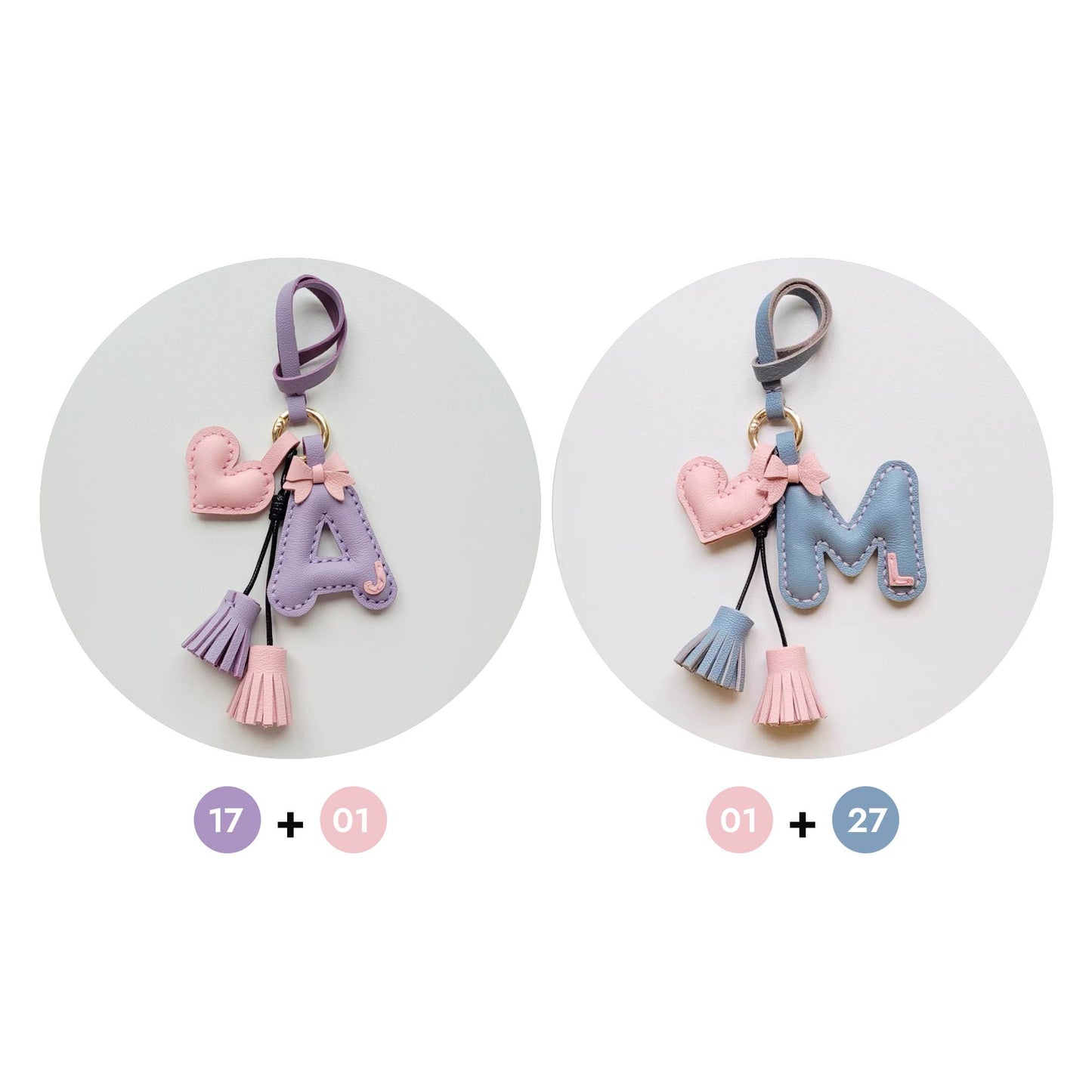 Custom Letter Bag Charm - Handmade Leather Initial keychain | WittyWilding