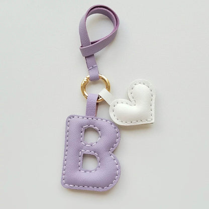 Customized Letter Bag Charm -Leather Initials Keychain Without Tassels - Wittywilding