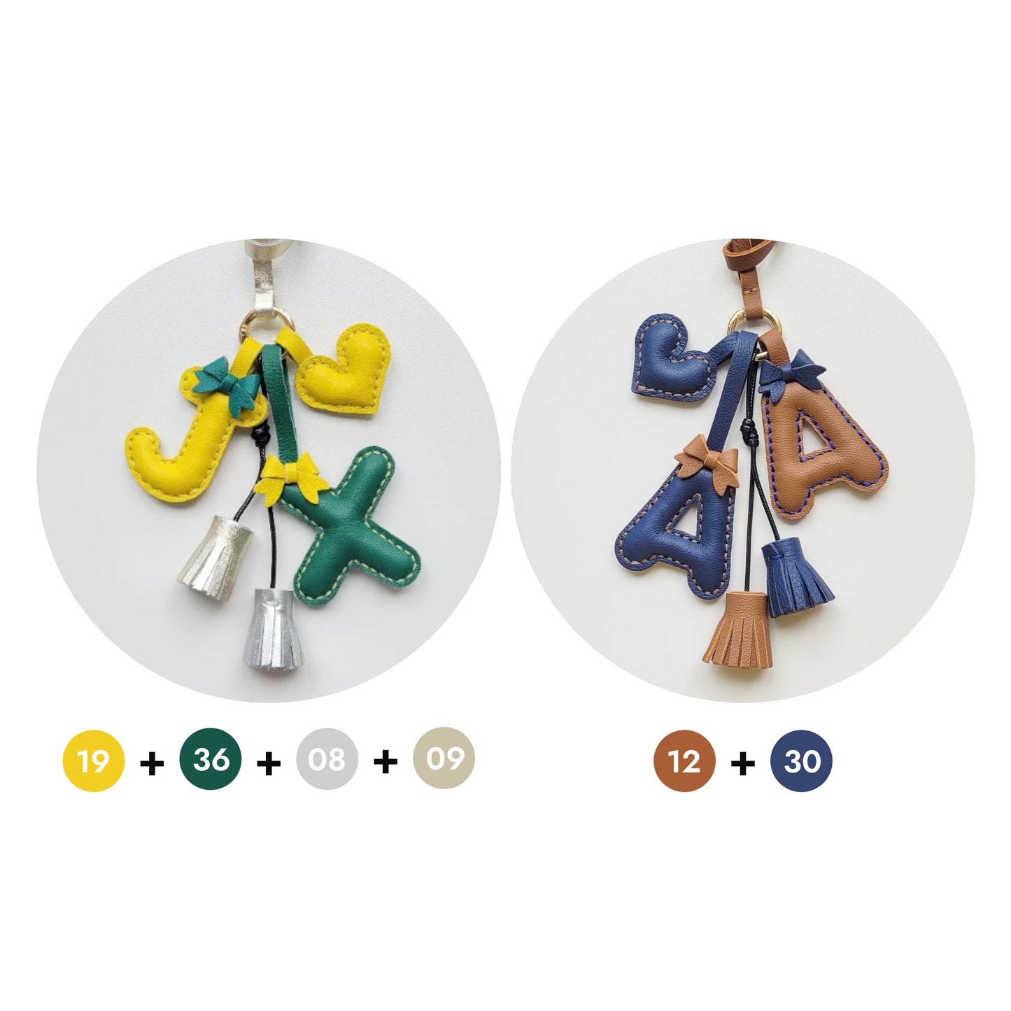 Leather Bag Charm - Customized Alphabet Letters Charm / Initials Charm