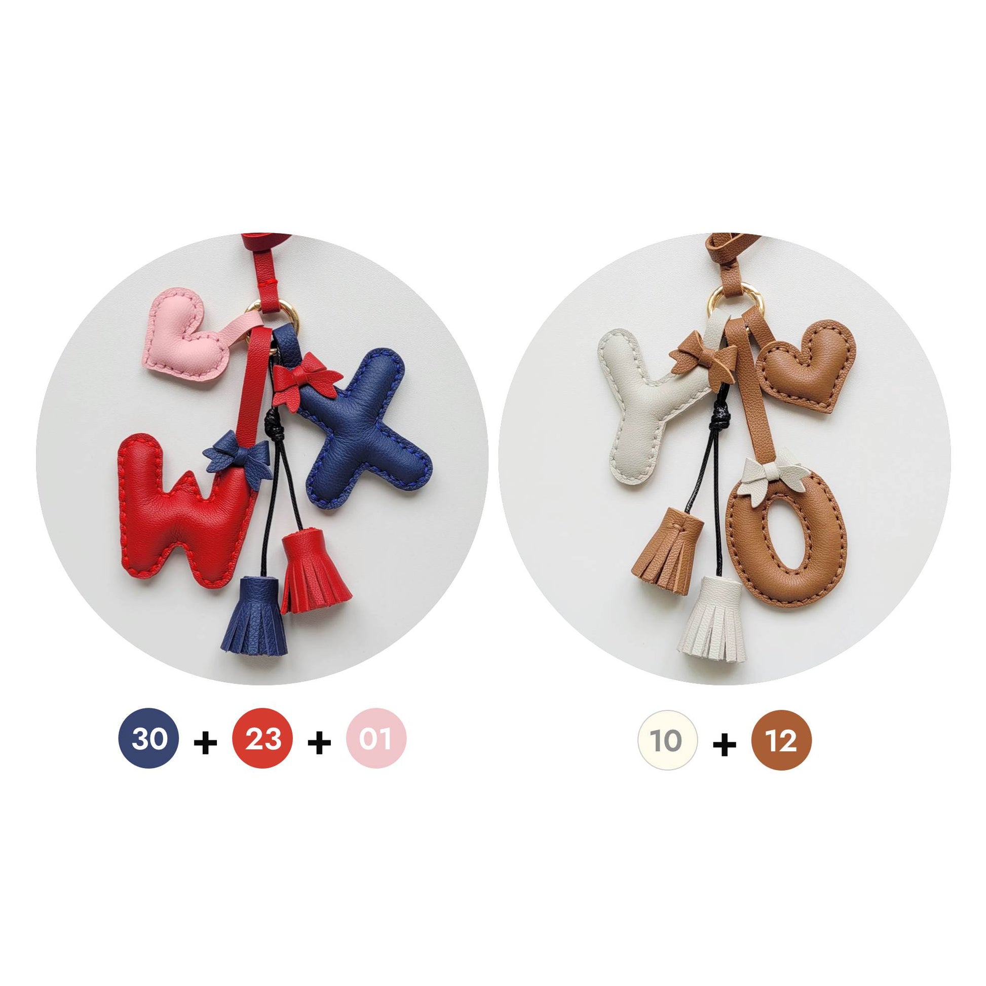 Customized Letter Bag Charm - Handmade Leather Initials Keychain | WittyWilding