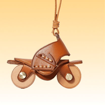 Leather Bag Charm - Motorcycle Charm, Motor Bicycle Motorbike Keychain