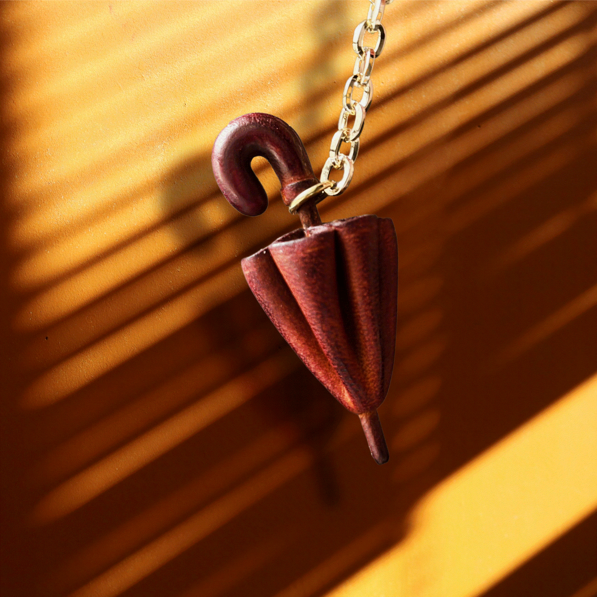 Leather Keychain - Umbrella Bag Charm, 3D Keychain, Umbrella Pendant