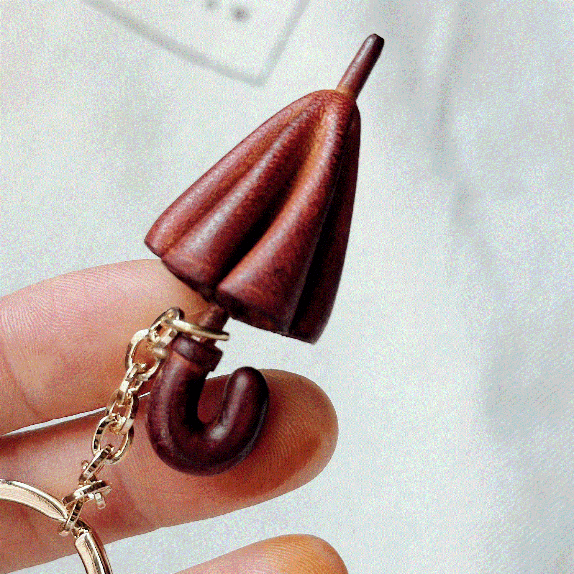 Leather Keychain - Umbrella Bag Charm, 3D Keychain, Umbrella Pendant