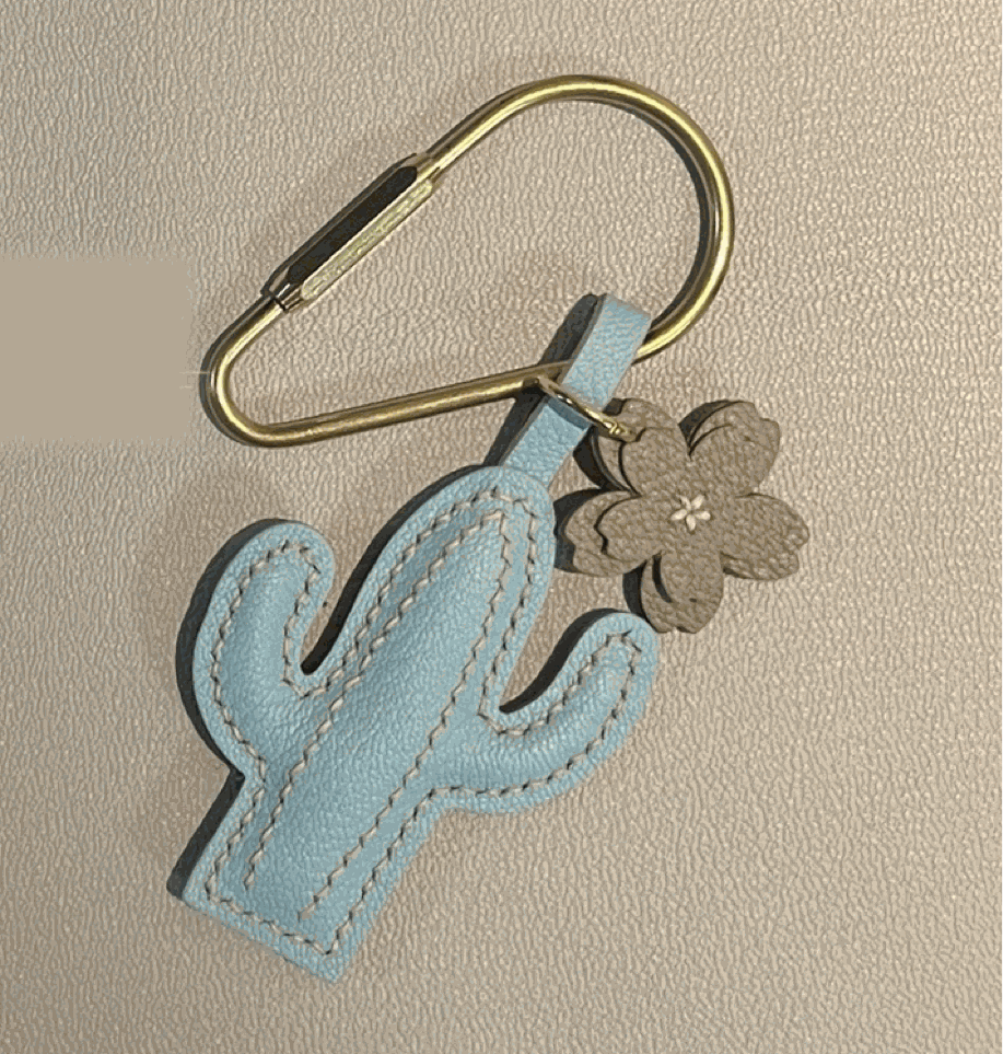 Leather Bag Charm - Desert Cactus - Inspired by Nature