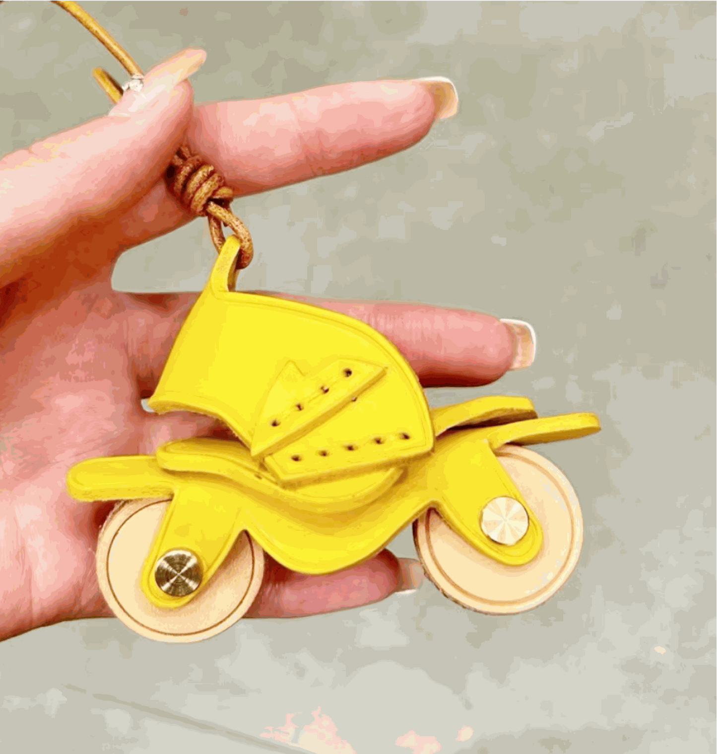 Leather Bag Charm - Motorcycle Charm, Motor Bicycle Motorbike Keychain